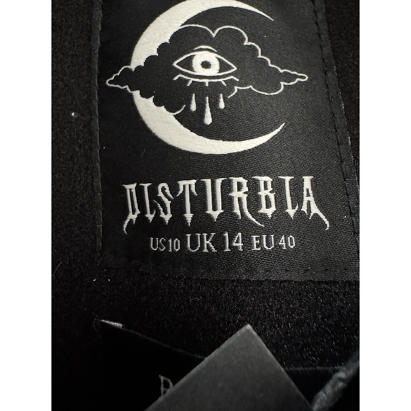 New Disturbia Meltdown Oversized Trench Coat w Pin Brooch Black Sz 10 (US) - Picture 4 of 12